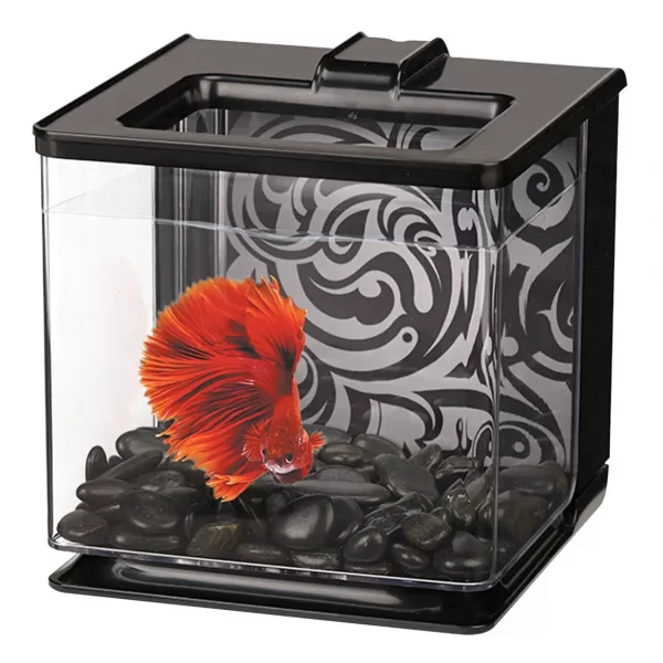 Аквариум Marina «Betta EZ Care» чёрный, прямой 16 x 16 x 16 см (2,5 л) арт. 13358 | AquaDeco shop