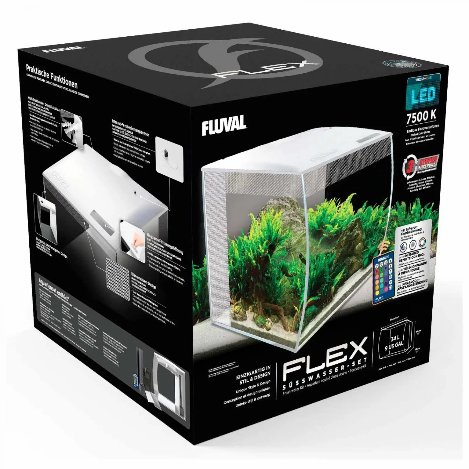 Аквариумный набор Fluval «Flex» белый, овальный (34 л) арт. 15005 | AquaDeco shop