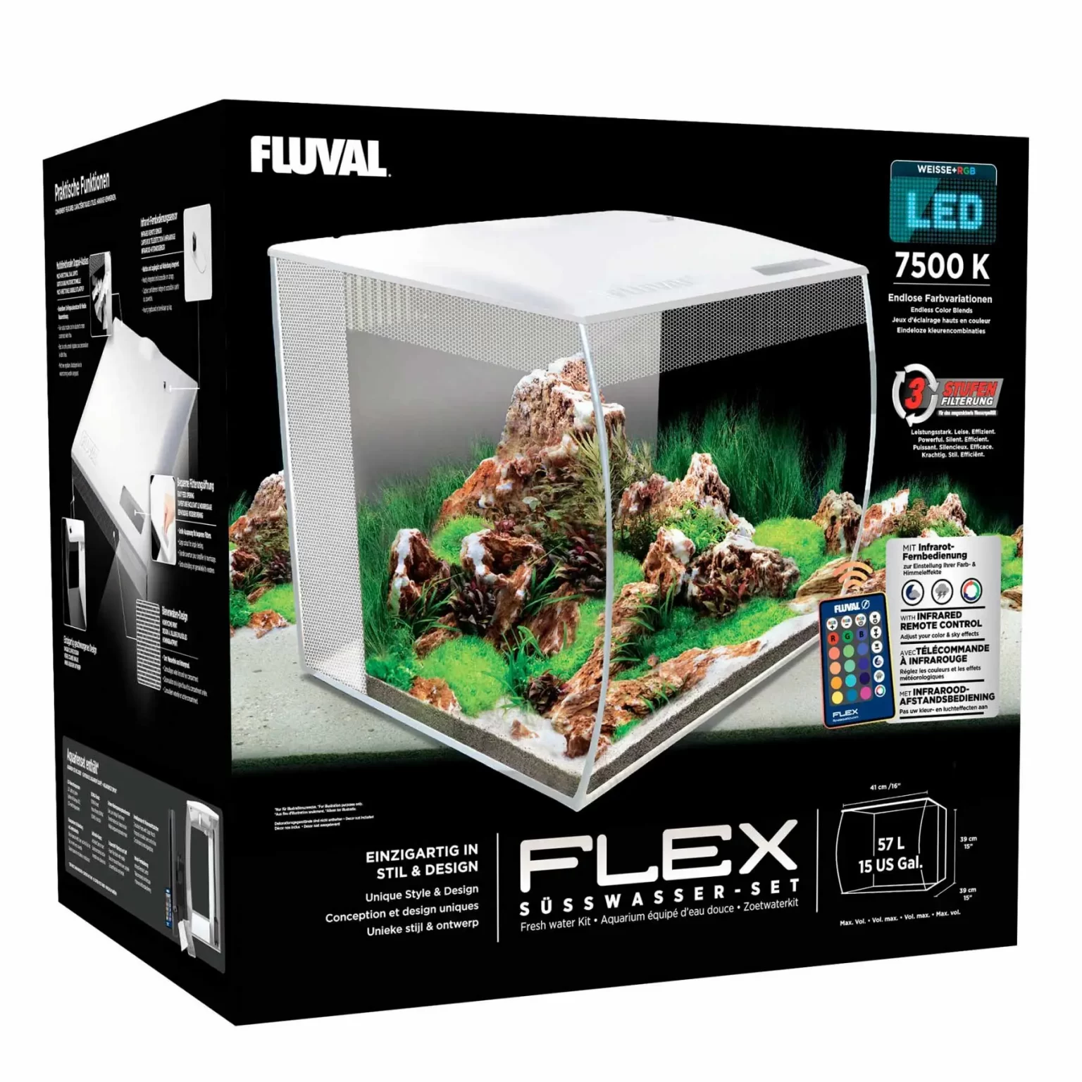 Аквариумный набор Fluval «Flex» белый, овальный (57 л) арт. 15009 | AquaDeco shop