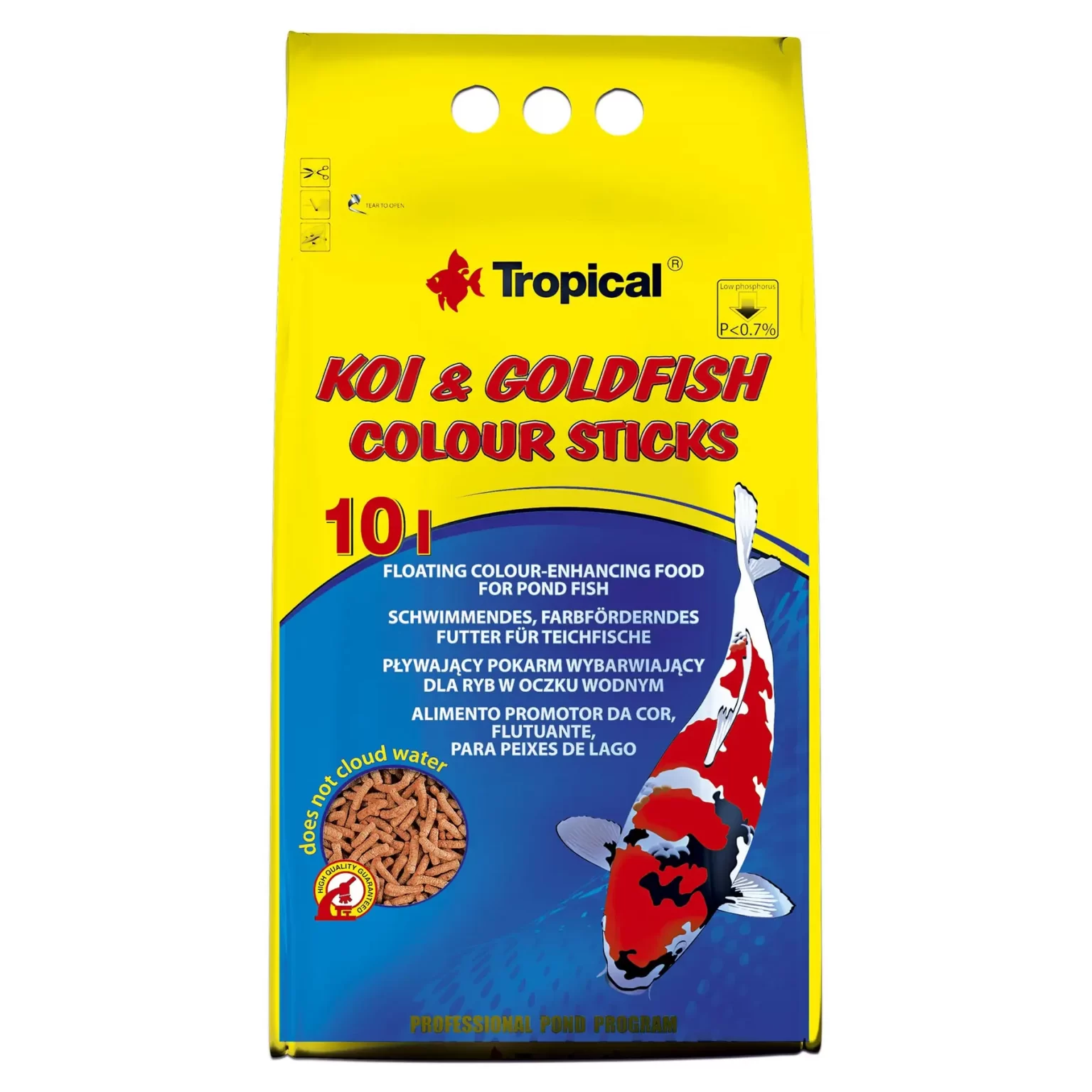 Сухой корм для прудовых рыб Tropical в палочках «Koi & Goldfish Colour Sticks» 10 л (для всех прудовых рыб) арт. 40656 | AquaDeco shop