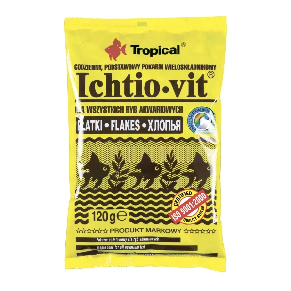 Сухой корм для аквариумных рыб Tropical в хлопьях «Ichtio-Vit» 120 г (для всех аквариумных рыб) арт. 407 | AquaDeco shop