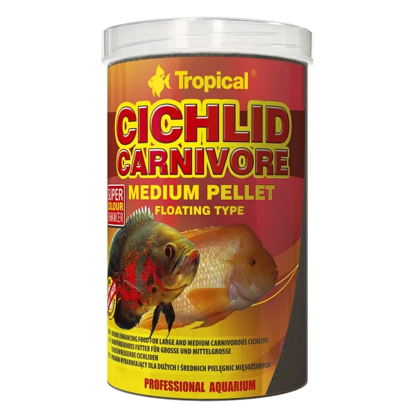 Сухой корм для аквариумных рыб Tropical в гранулах «Cichlid Carnivore Medium Pellet» 1 л (для плотоядных цихлид) арт. 60766 | AquaDeco shop