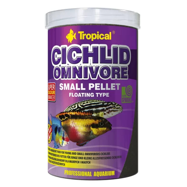 Сухой корм для аквариумных рыб Tropical в гранулах «Cichlid Omnivore Small Pellet» 1 л (для всех цихлид) арт. 60956 | AquaDeco shop