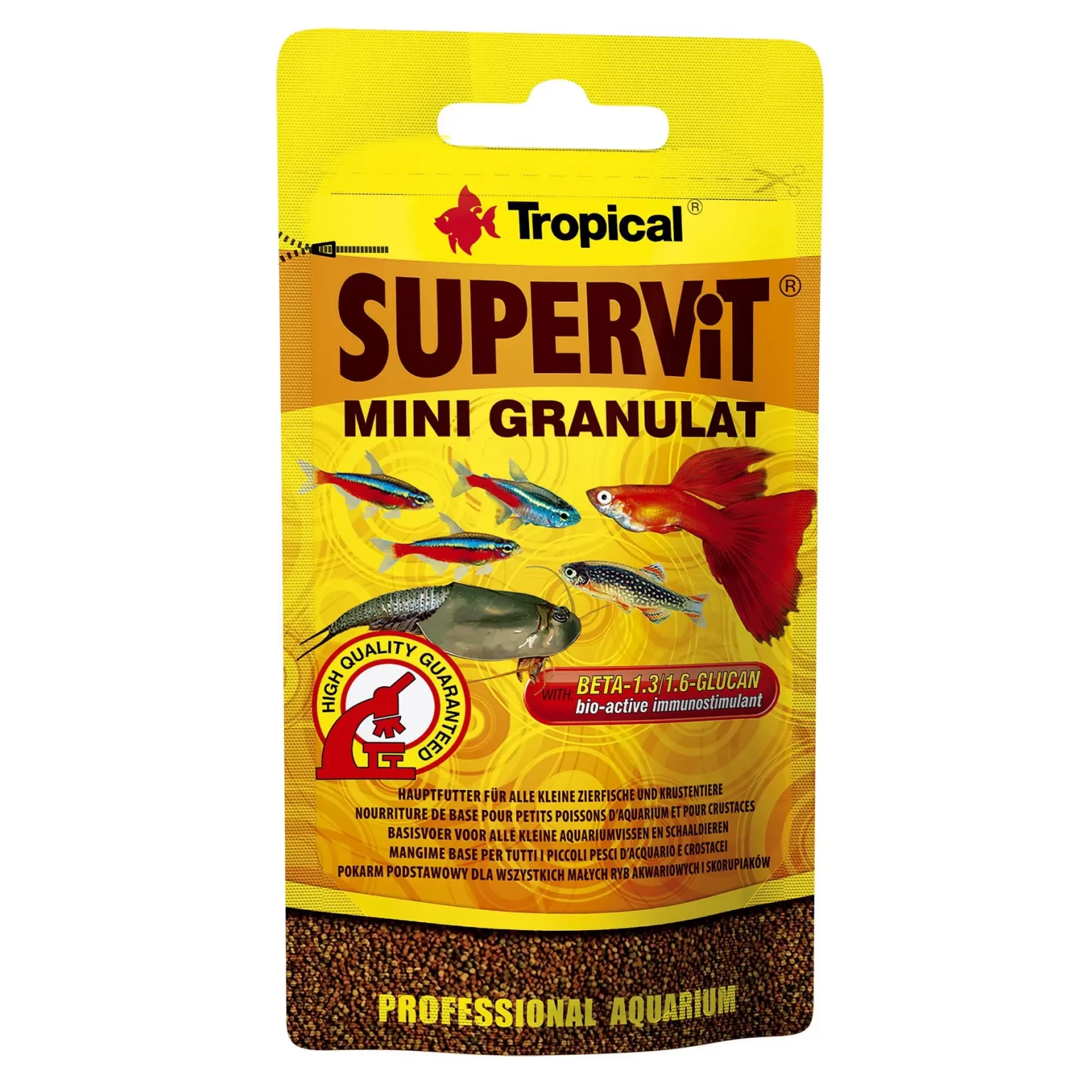 Сухой корм для аквариумных рыб Tropical в гранулах «Supervit Mini Granulat» 10 г (для всех аквариумных рыб) арт. 61421 | AquaDeco shop