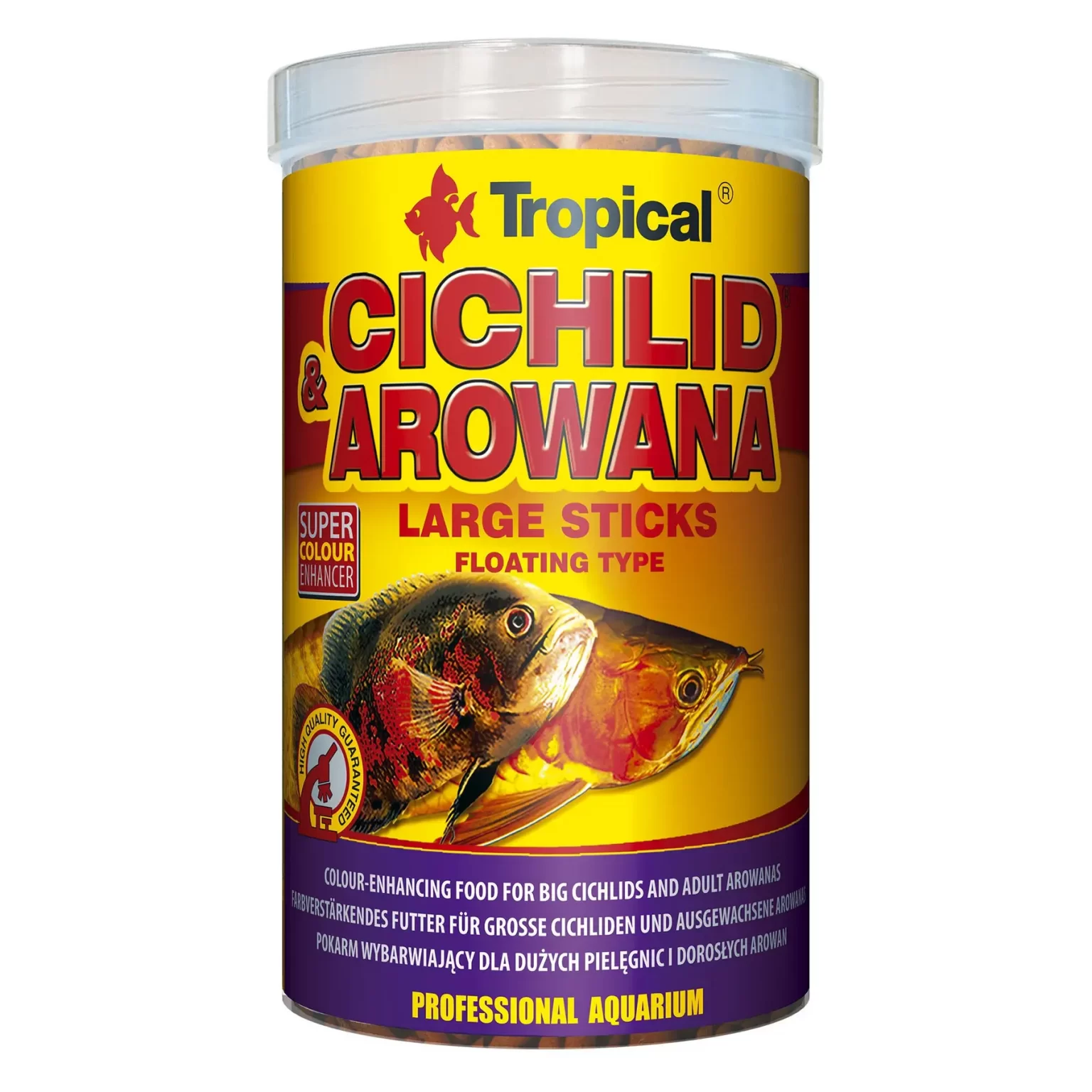 Сухой корм для аквариумных рыб Tropical в палочках «Cichlid & Arowana Large Sticks» 1 л (для плотоядных цихлид) арт. 63536 | AquaDeco shop