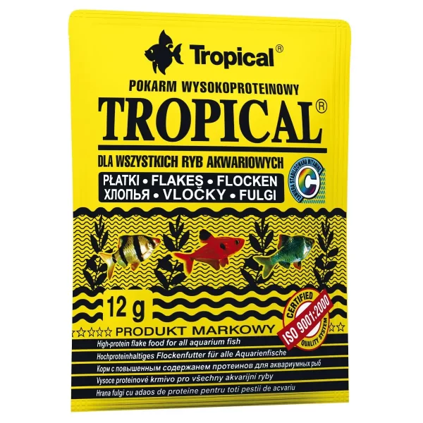 Сухой корм для аквариумных рыб Tropical в хлопьях «Tropical» 12 г (для всех аквариумных рыб) арт. 74421 | AquaDeco shop