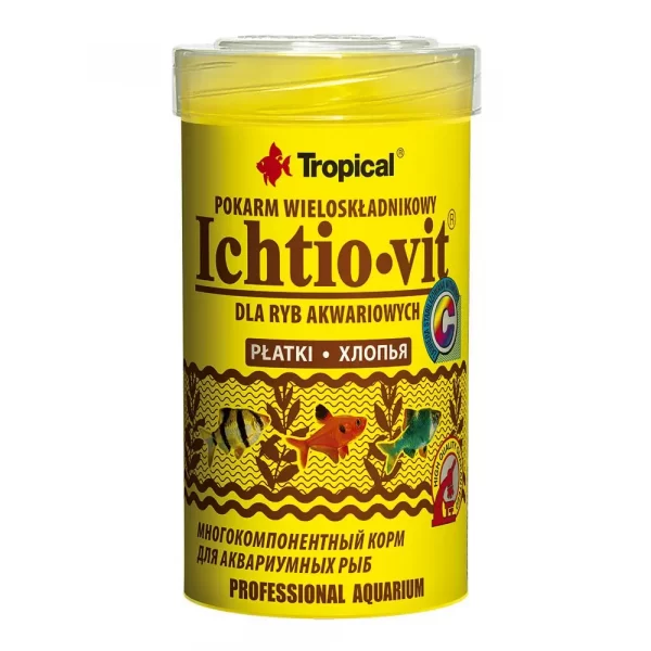 Сухой корм для аквариумных рыб Tropical в хлопьях «Ichtio-Vit» 100 мл (для всех аквариумных рыб) арт. 77003 | AquaDeco shop