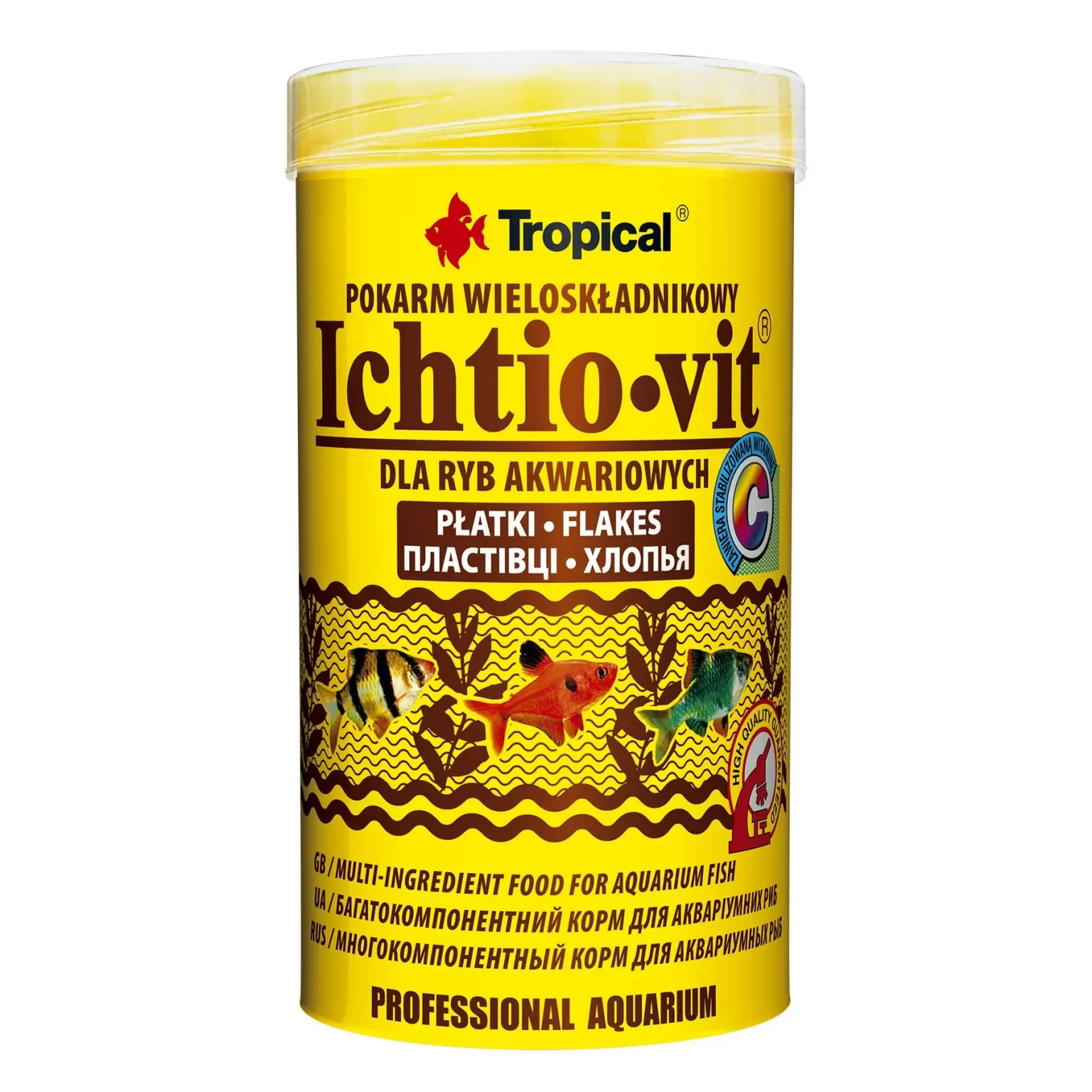 Сухой корм для аквариумных рыб Tropical в хлопьях «Ichtio-Vit» 250 мл (для всех аквариумных рыб) арт. 77004 | AquaDeco shop