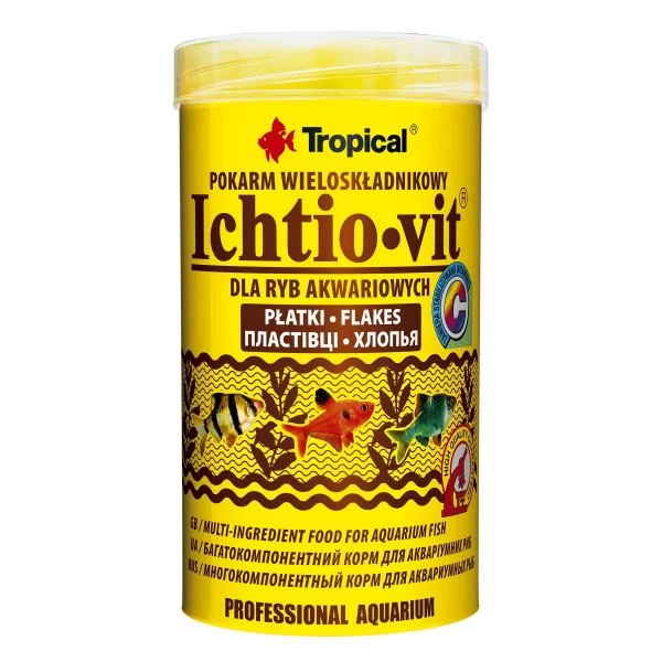 Сухой корм для аквариумных рыб Tropical в хлопьях «Ichtio-Vit» 250 мл (для всех аквариумных рыб) арт. 77004 | AquaDeco shop