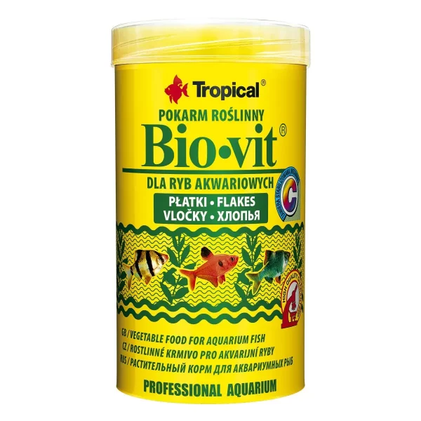 Сухой корм для аквариумных рыб Tropical в хлопьях «Bio-Vit» 250 мл (для травоядных рыб) арт. 77014 | AquaDeco shop