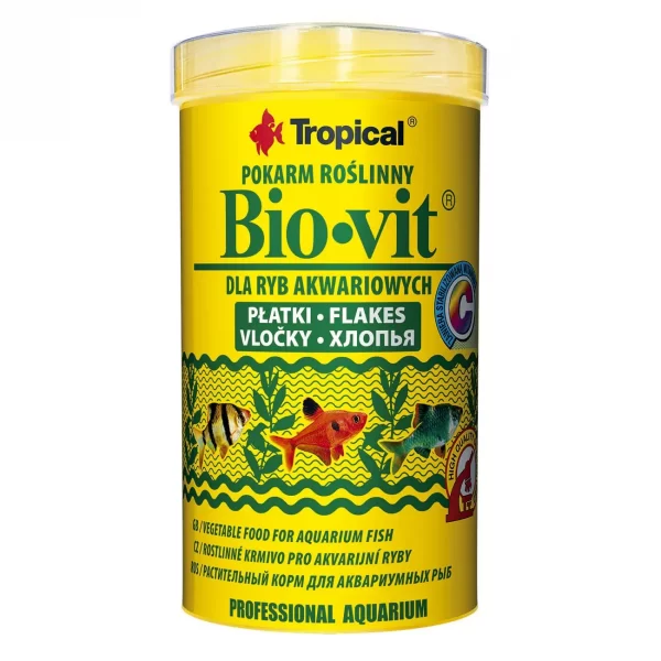 Сухой корм для аквариумных рыб Tropical в хлопьях «Bio-Vit» 500 мл (для травоядных рыб) арт. 77015 | AquaDeco shop