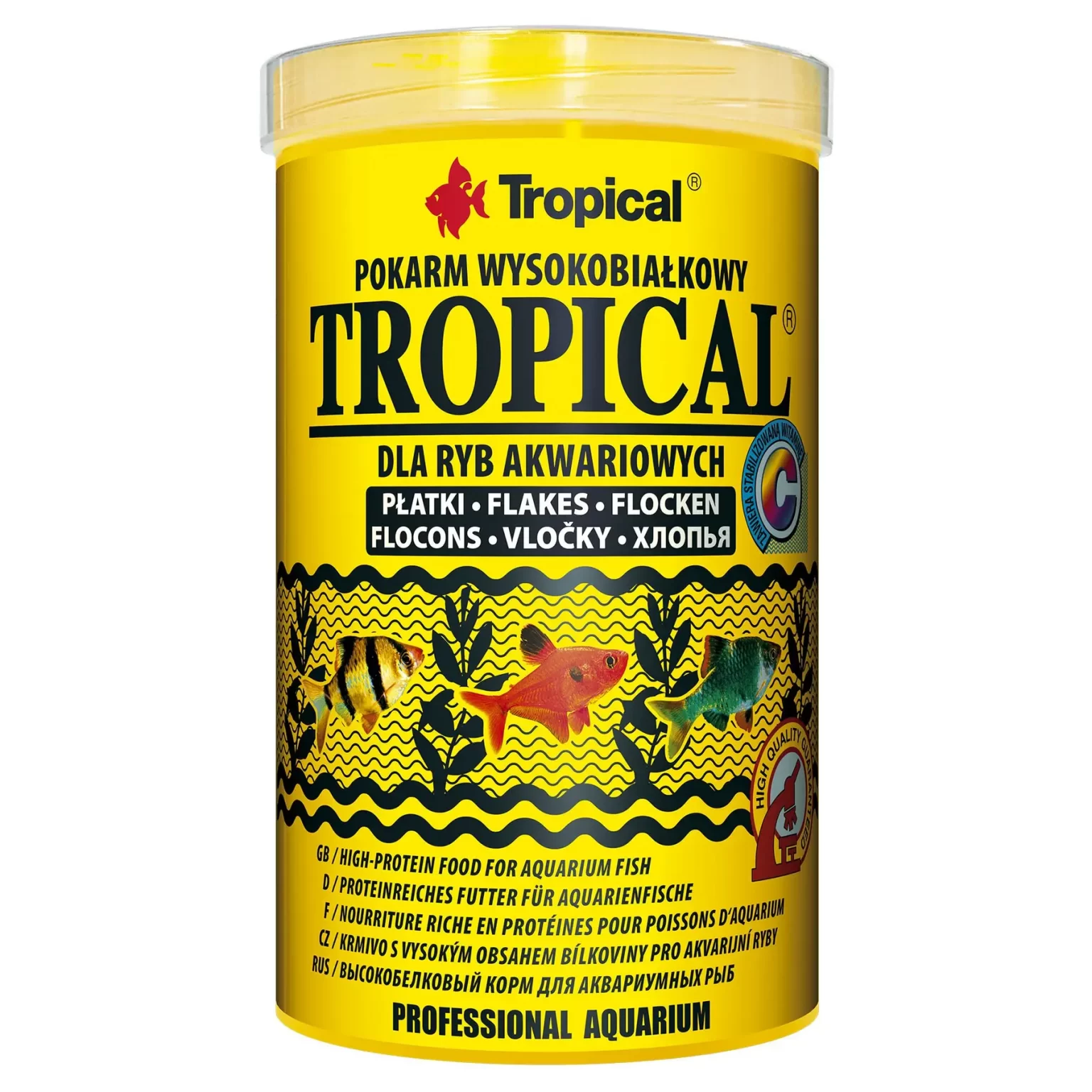 Сухой корм для аквариумных рыб Tropical в хлопьях «Tropical» 1 л (для всех аквариумных рыб) арт. 77026 | AquaDeco shop