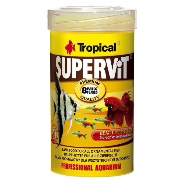 Сухой корм для аквариумных рыб Tropical в хлопьях «Supervit» 100 мл (для всех аквариумных рыб) арт. 77103 | AquaDeco shop