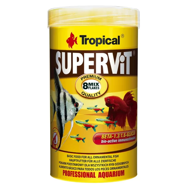 Сухой корм для аквариумных рыб Tropical в хлопьях «Supervit» 250 мл (для всех аквариумных рыб) арт. 77104 | AquaDeco shop