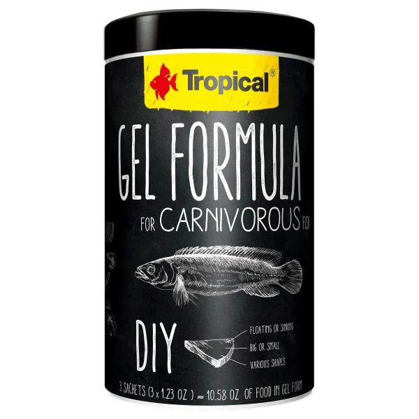 Корм для аквариумных рыб ручного приготовления Tropical «Gel Formula Carnivore» 3 x 35 г (для плотоядных цихлид) арт. 61716 | AquaDeco shop