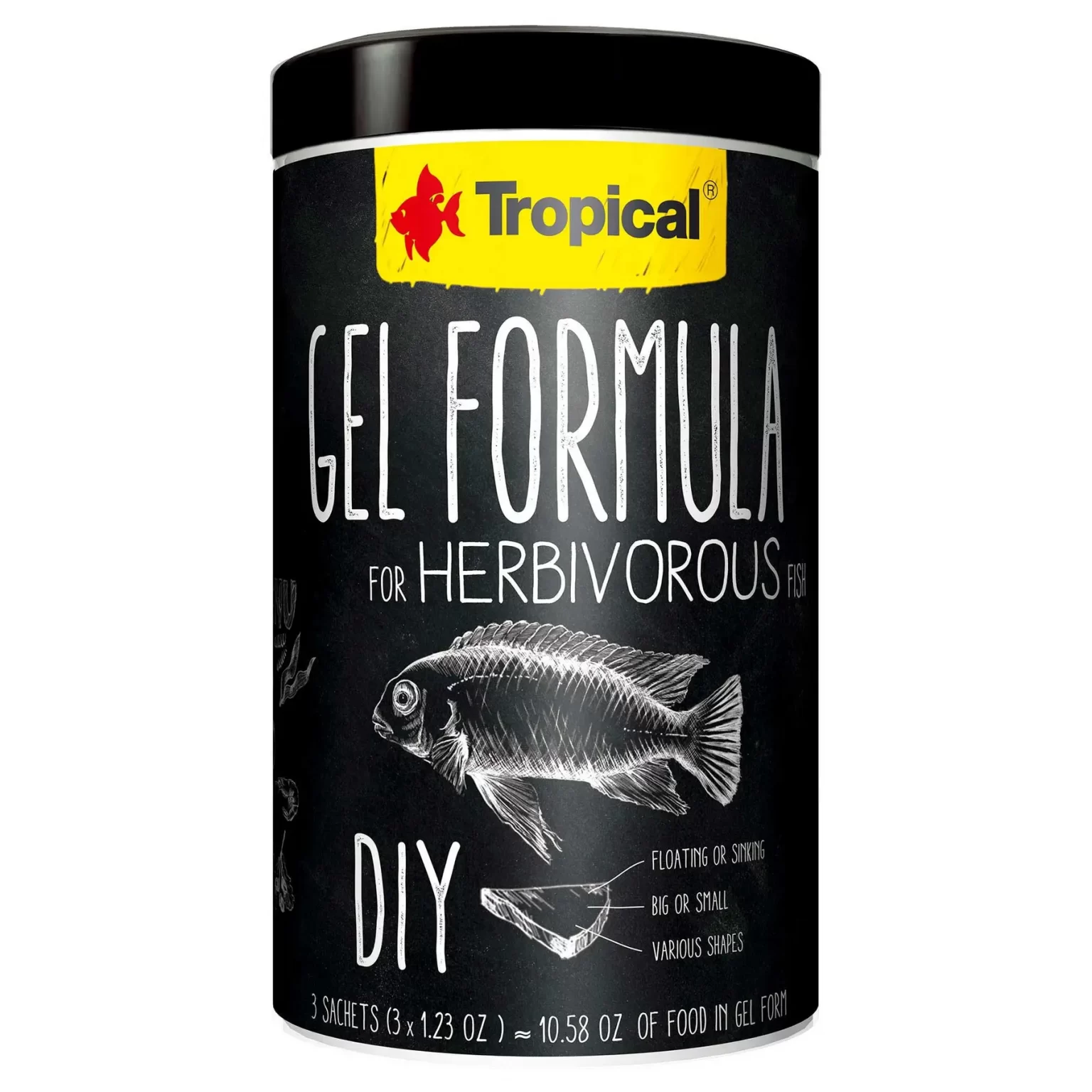 Корм для аквариумных рыб ручного приготовления Tropical «Gel Formula Herbivore» 3 x 35 г (для травоядных рыб) арт. 61726 | AquaDeco shop