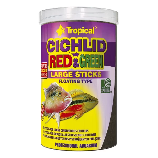 Сухой корм для аквариумных рыб Tropical в палочках «Cichlid Red & Green Large Sticks» 1 л (для всех цихлид) арт. 63736 | AquaDeco shop