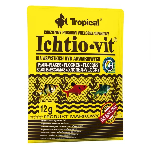 Сухой корм для аквариумных рыб Tropical в хлопьях «Ichtio-Vit» 12 г (для всех аквариумных рыб) арт. 74401 | AquaDeco shop