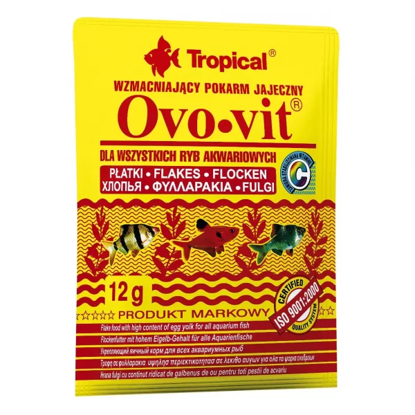 Сухой корм для аквариумных рыб Tropical в хлопьях «Ovo-Vit» 12 г (для всех аквариумных рыб) арт. 74431 | AquaDeco shop