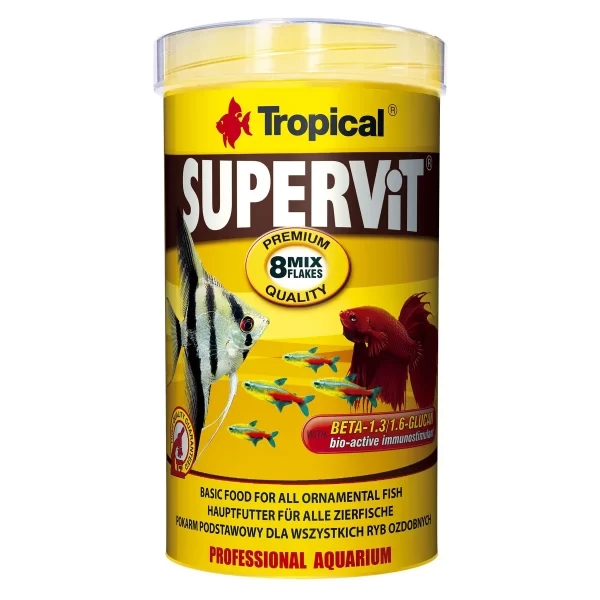 Сухой корм для аквариумных рыб Tropical в хлопьях «Supervit» 500 мл (для всех аквариумных рыб) арт. 77105 | AquaDeco shop