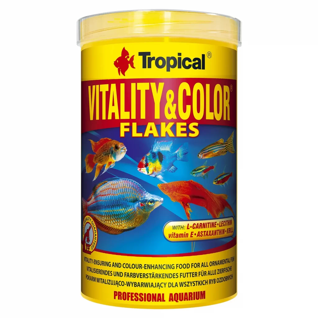 Сухой корм для аквариумных рыб Tropical в хлопьях «Vitality & Color Flakes» 1 л (для всех аквариумных рыб) арт. 77146 | AquaDeco shop