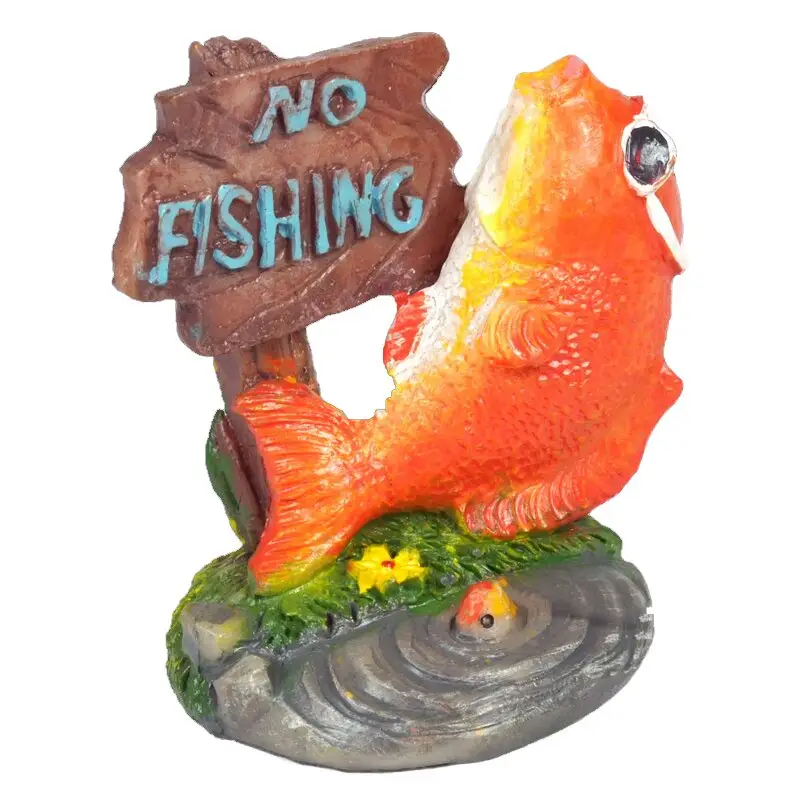 Декорация для аквариума KW Zone King's Рыбка с табличкой «No Fishing» 5,5 x 4 x 5,5 см (пластик) арт. U-189А/KW Zone | AquaDeco shop