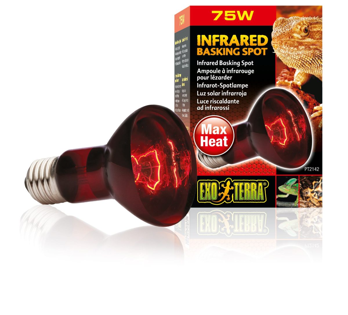 Лампа Exo Terra Infrared Basking Spot для тераріумних тварин, інфрачервона, 75 W, E27 (для обігріву)