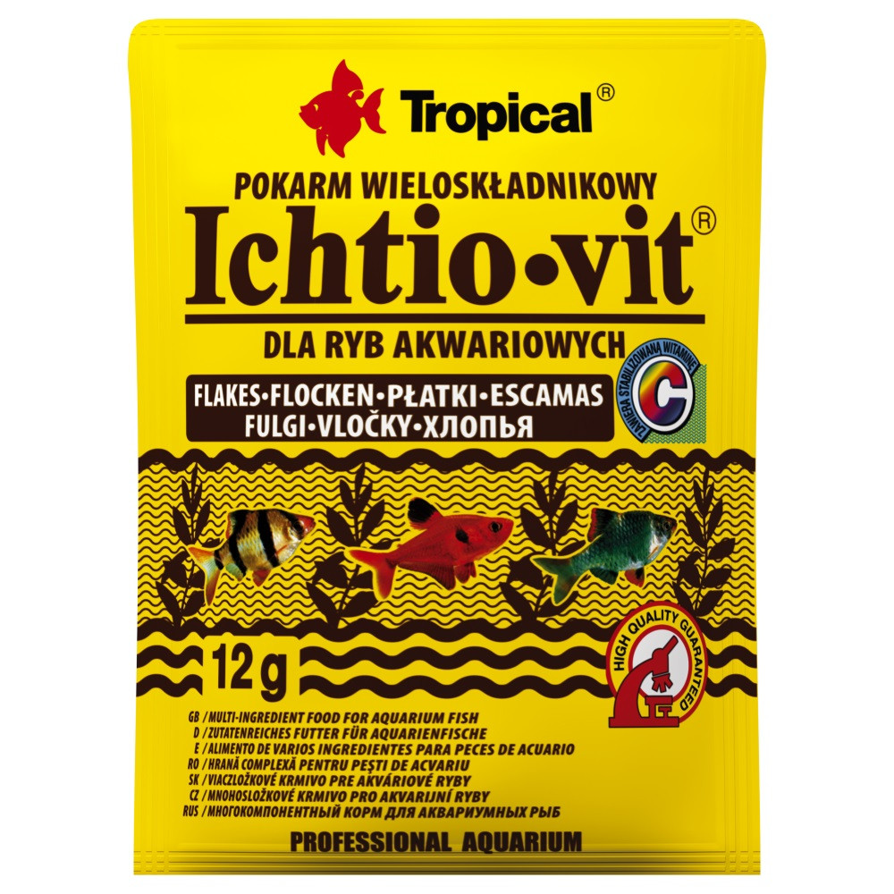 Сухий корм Tropical Ichtio-Vit для всіх акваріумних риб, 12 г (пластівці)