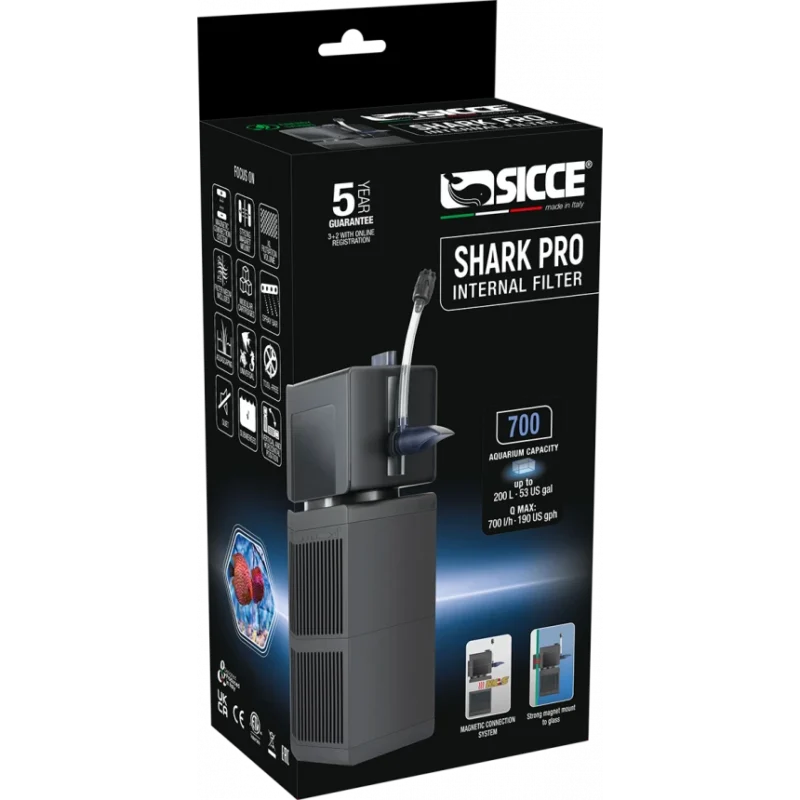 SICCE SHARK PRO 700 внутрішній фільтр 700 л/год на магнітному кріпленні AquaDeco Shop